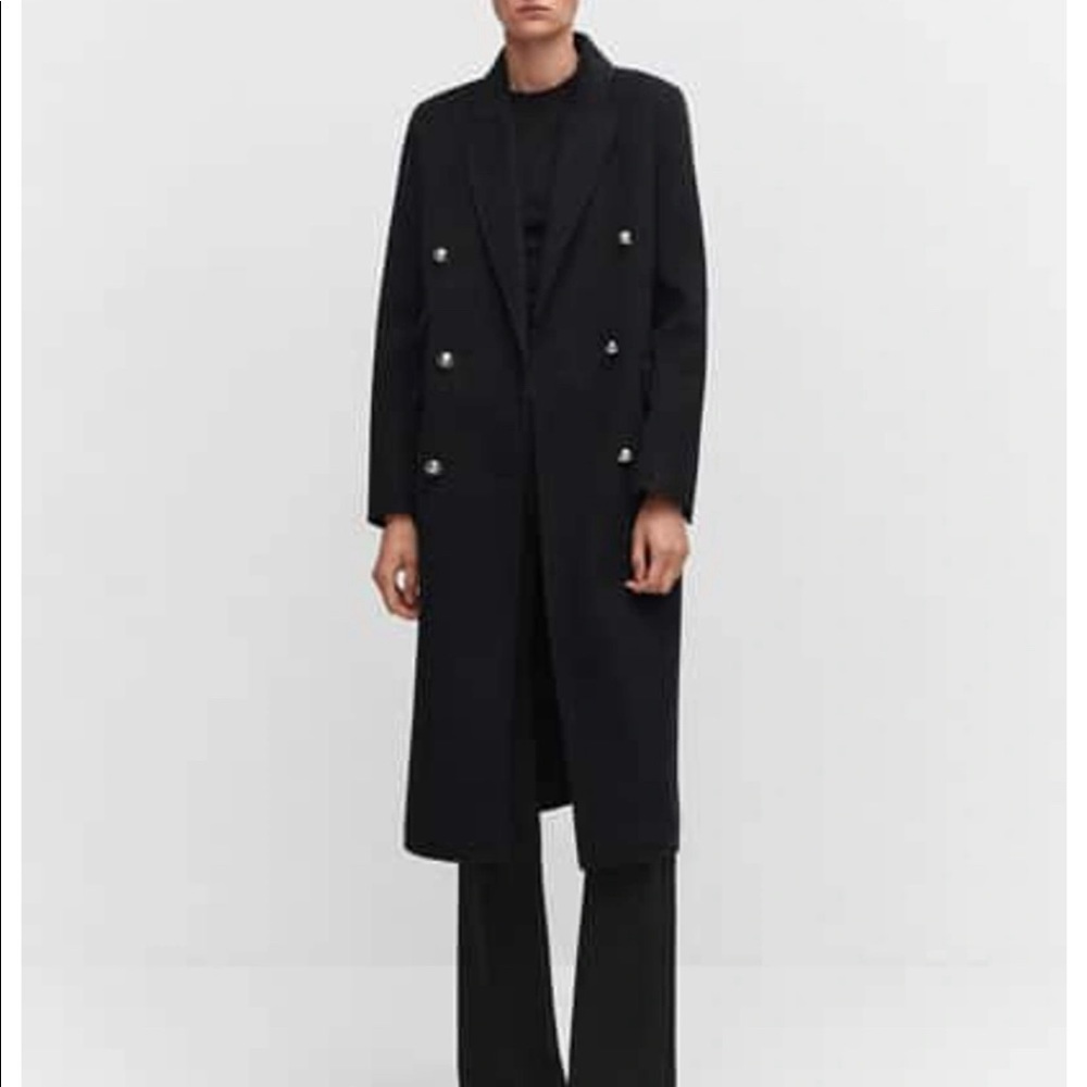 Mango structured double breasted black coat S